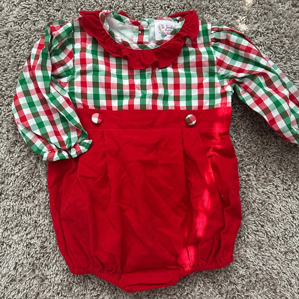 Red and Green Checkered Kids One Piece